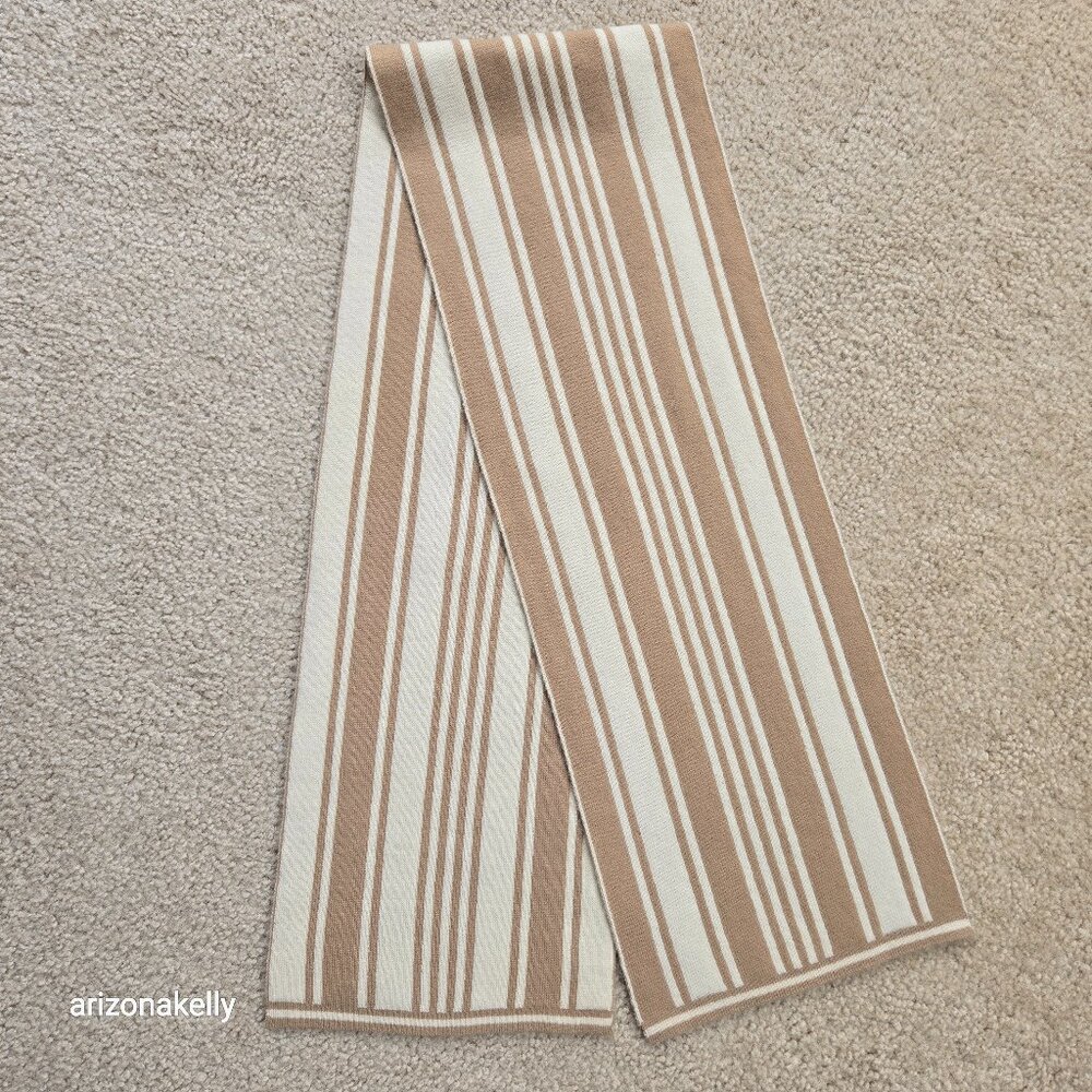 Knit Cashmere Neutral Stripe REPAIRED HOLE